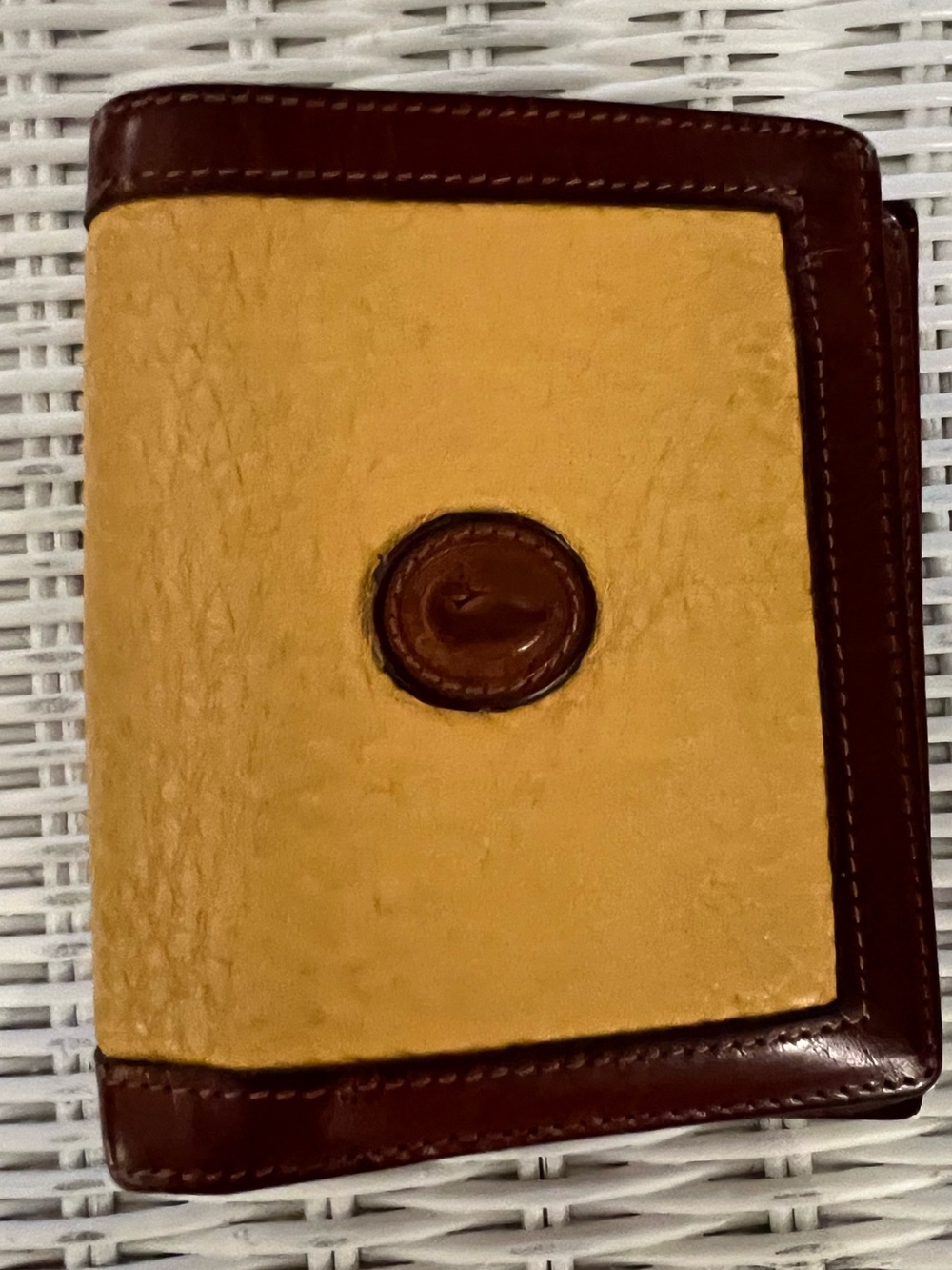 authentic vintage Dooney & Bourke All-Weather Leather yellow & brown wallet